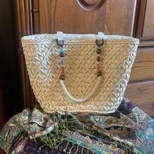 Vintage Summer woven straw tote
